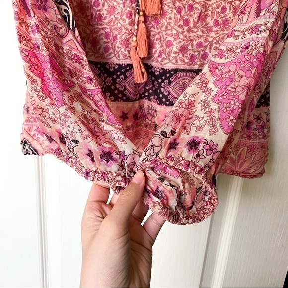 Spell Top Aloha Fox Floral Tassels Pink Boho Flowy Beach Watermelon XS GUC - Picture 3 of 11
